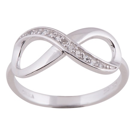 Infinity Ring with Half-Clear Cubic Zirconias - Click Image to Close